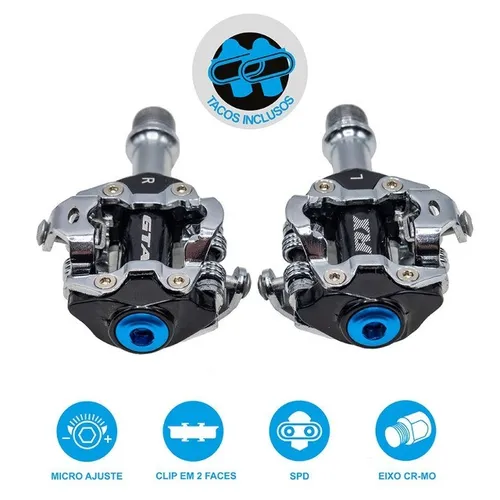 Pedal De Encaixe Clip Bicicleta Gta Rx com Rolamentos Selados e Taquinhos 9090