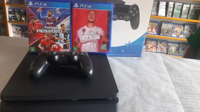 PS4 SLIM + FIFA OU PES 20. GARANTIA, PARCELO 12X TESTO.
