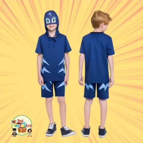 Fantasia Infantil Menino Gato (PJ Masks) Veggi - Tamanho 6 Anos