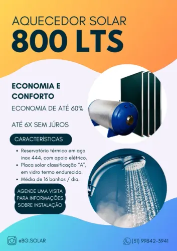 800lts - AQUECIMENTO SOLAR