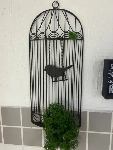 Quadro metal gaiola passarinho lindo
