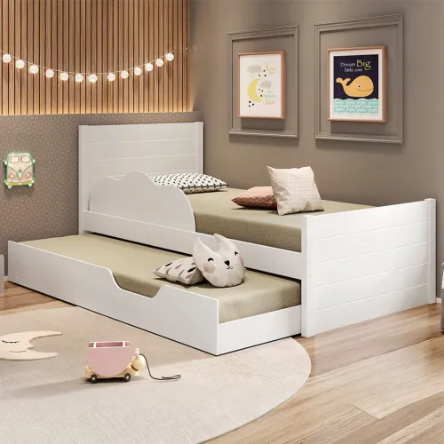 Cama solteiro com auxiliar Elza - FRETE GRÁTIS 