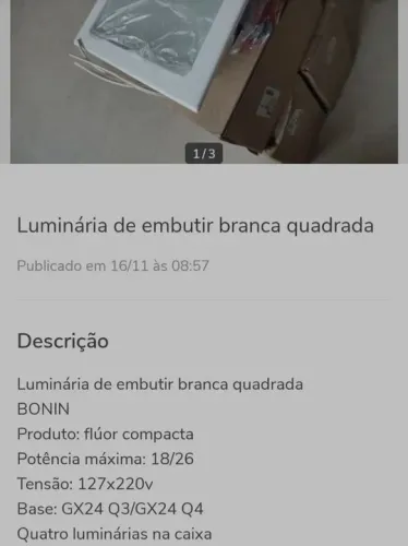 Luminária de embutir branca quadrada