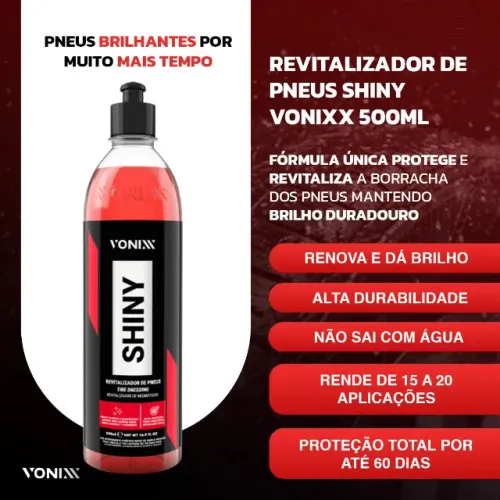 Vonix Revitalizador Pretinho para Pneu Vonix Shiny 500ML Alta Duração Resistente a água