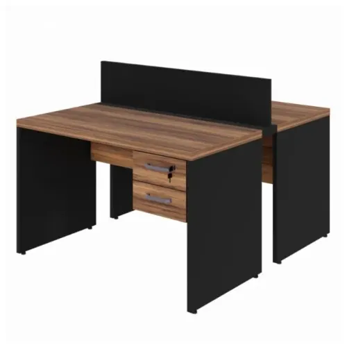 Mesa Escritório Dupla Com Gavetas E Tomadas Integradas Nogal Sevilha 63086