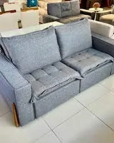 Sofa Retratil e Reclinavel Cinza