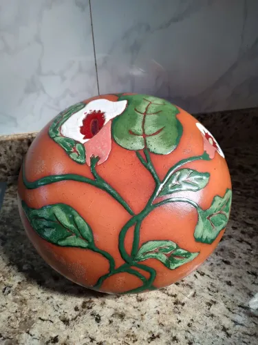 Vaso Decorativo Artesanal com Flores