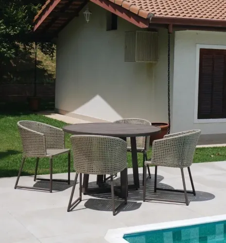 Conjunto de mesa fibra para piscina