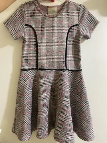 Vestido Infantil xadrez rosa e preto C&A