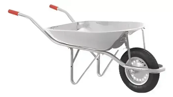 Carrinho de mão com pneu e câmara, 45 litros, caçamba redonda, galvanizado, NOVE54