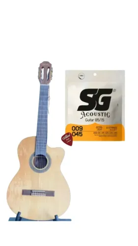 KIT-Violão Benson GC100CE NS + Encordoamento 009 SG