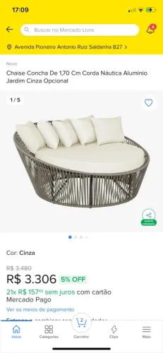 Chaise concha alumínio e corda náutica pouco uso