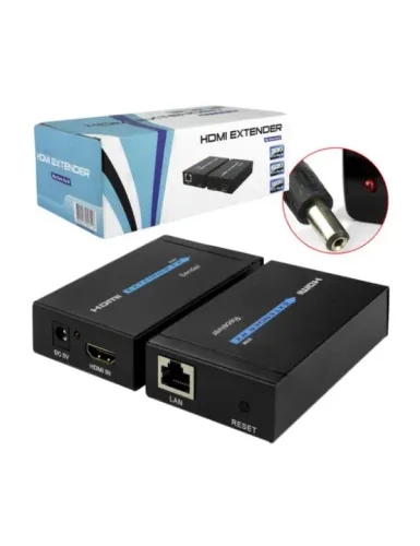 ADAPTADOR EXTENSOR HDMI ATÉ 60 METROS VIA CABO DE REDE RJ45 CAT 5 / CAT 6 COD GLOBAL AD027