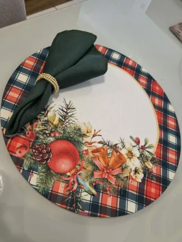 Kit Natal: Capa Sousplat + Guardanapo - 2 Pçs