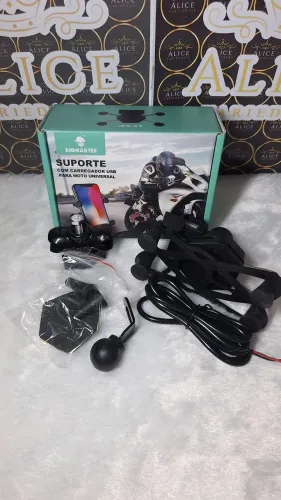 Suporte com carregador USB para moto universal
