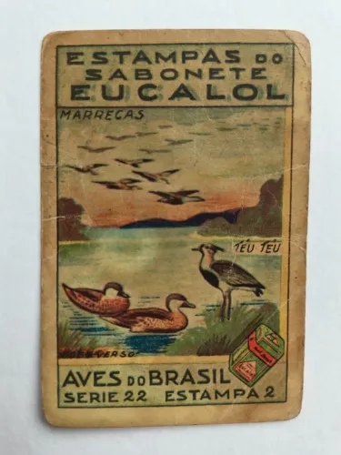 Antiguidade - Estampa do sabonete Eucalol - Aves do Brasil - Marrecas