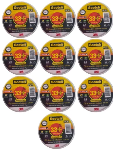 10 Fita Isolante Scotch 33 Profissional 19mm X 20m