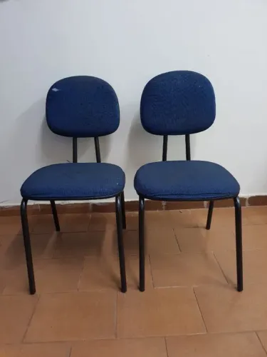 Cadeira Secretária Fixa Pé Palito Azul para Escritório