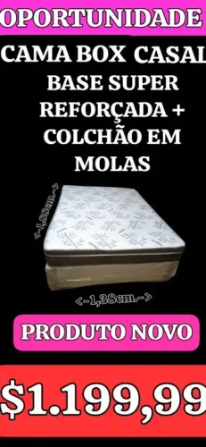 Cama Box Casal Base Super Reforçada + Colchão em Molas - Oportunidade!