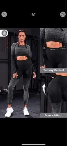Conjunto Fitness Top Manga Longa + Calça Legging G