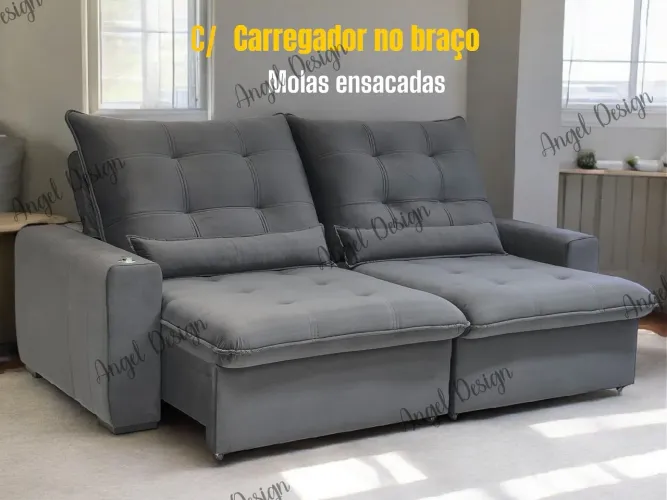 Estofado Retrátil Reclinável molas Ensacadas e carregador 