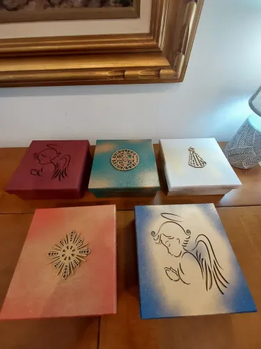 KIT CINCO CAIXAS PORTA TERÇOS - 15 cm  x 15 cm  x 5 cm