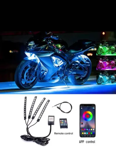 LED RGB controle APP flexível à prova  D'ÁGUA 12v moto lâmpada