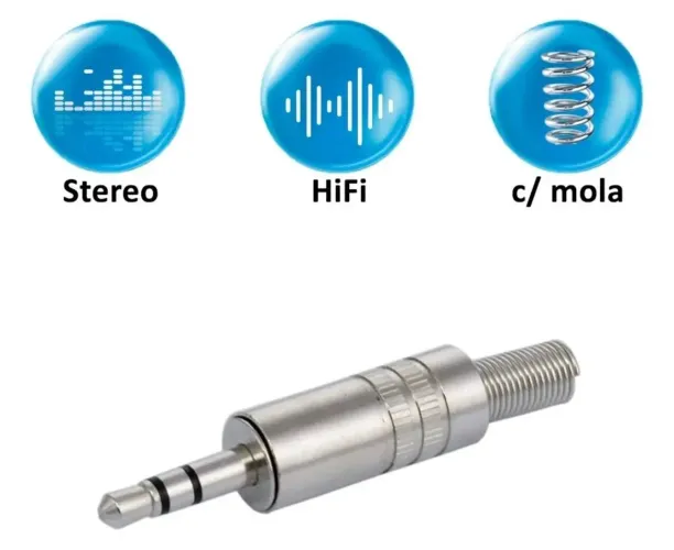 Plug P2 Stereo Desmontavel Metal