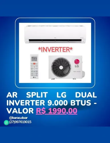 Ar Split LG dual inverter 9000 BTUs + Novo + Nota + 1 Ano Garantia+ Cartão 12x*!!