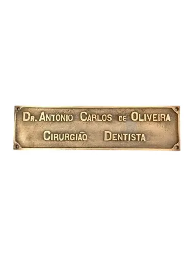 Placa antiga de bronze de cirurgião dentista pare decoração 