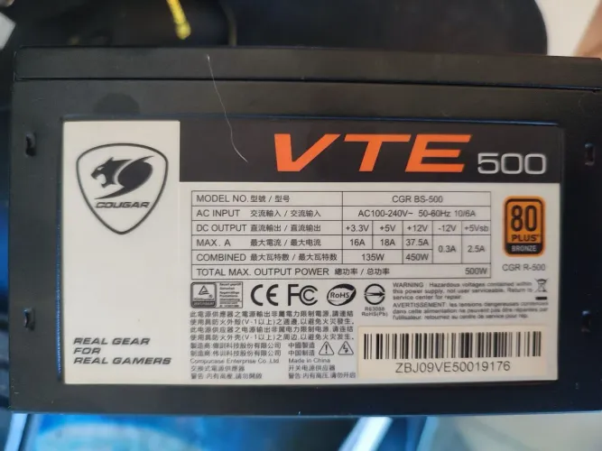 Vendo ou troco Fonte cougar 500w VTE 80 Plus bronze