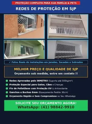 REDES DE PROTEÇÃO EM SÃO JOSÉ DOS PINHAIS e Curitiba - QUALIDADE & SEGURANÇA