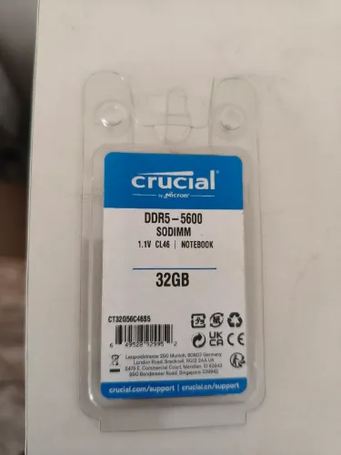 (Nova Lacrada) Memória RAM Notebook DDR5 32gb 1x32gb 5600MHz Crucial CL46
