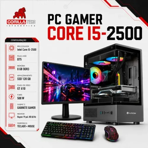 PC Completo i5-2500 GT 610 8GB SSD 120GB + Monitor 19" Novo