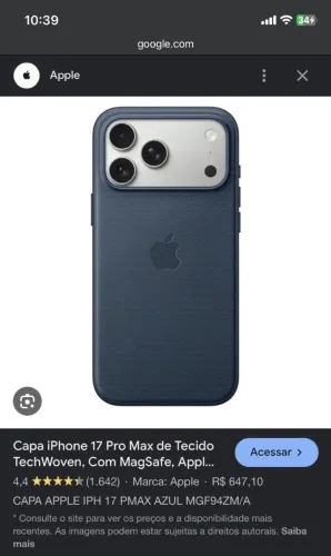 Iphone 17 pro Max, nunca usado, silver, com capa original da Apple, 7 mil, não baixo preço