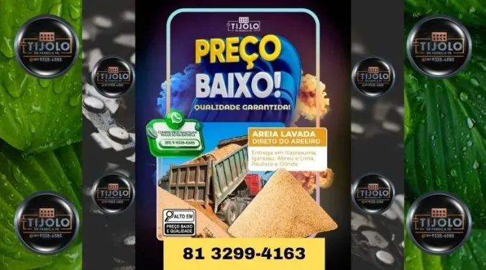 areia lavada para construção civil 