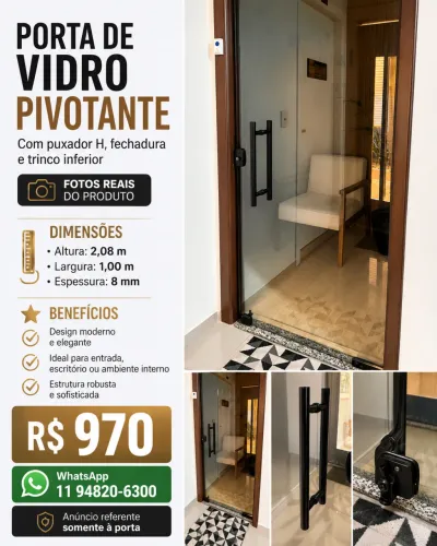 Porta de Vidro Pivotante