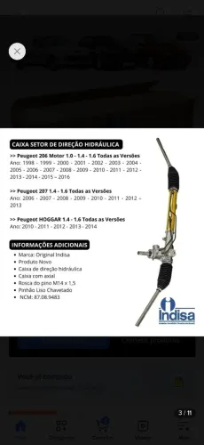 SETOR DIREÇÃO HIDRÁULICO PEUGEOT 207