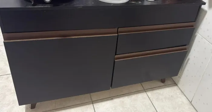 Gabinete Pia 2 Portas 1 Gaveta + armário aéreo 1 porta