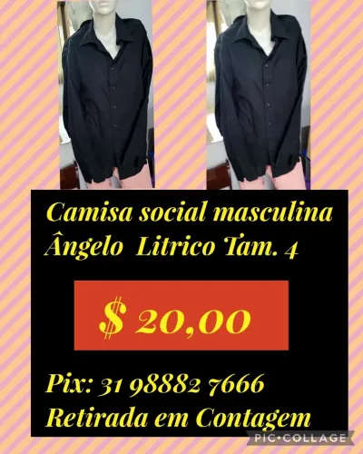 Camisa social masculina Ângelo Litrico