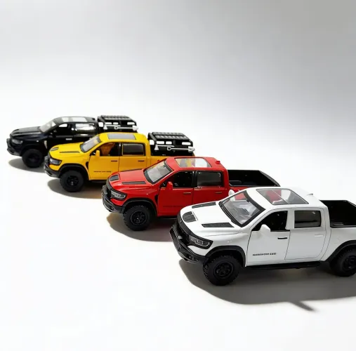Carro miniatura dodge ram escala 1:32 com farol som do motor e sistema fricção