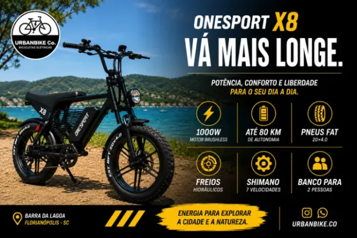 Bicicleta Elétrica Onesport X8 1000w Fat 20ah
