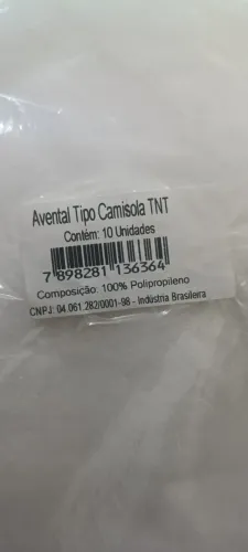 Avental Tipo Camisola TNT Pacote 10 Unid. (Poucas unidades!)