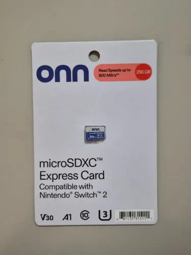 Cartao MicroSDXC Express 256GB Onn p/ Nintendo Switch 2 - 800MB/s - Novo/lacrado