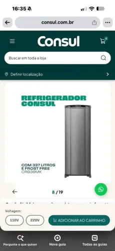 Geladeira consul 342 litros frost free 