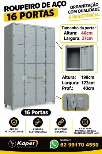 Roupeiro de aço 16 portas ( produto novo ) Organize com este armário vestiário
