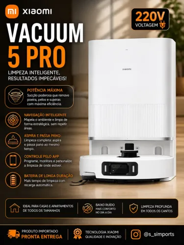 Robô aspirador Xiaomi Vacuum 5 Pro - 220V