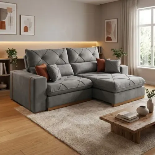 Sofá Retrátil Reclinável Gran Bello 2,50m D33: Novo. Pronta Entrega.