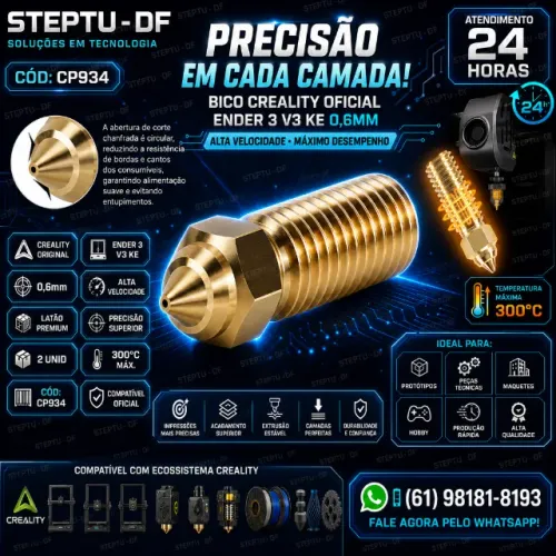 Bico Impressora 3D Creality Oficial Ender 3 V3 KE, Alta Velocidade 0,6mm 2 Un COD-CP934