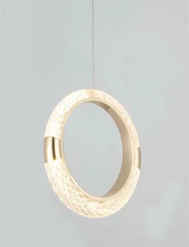 Luminária Pendente Aro Dourado de Acrílico Moderno Bivolt